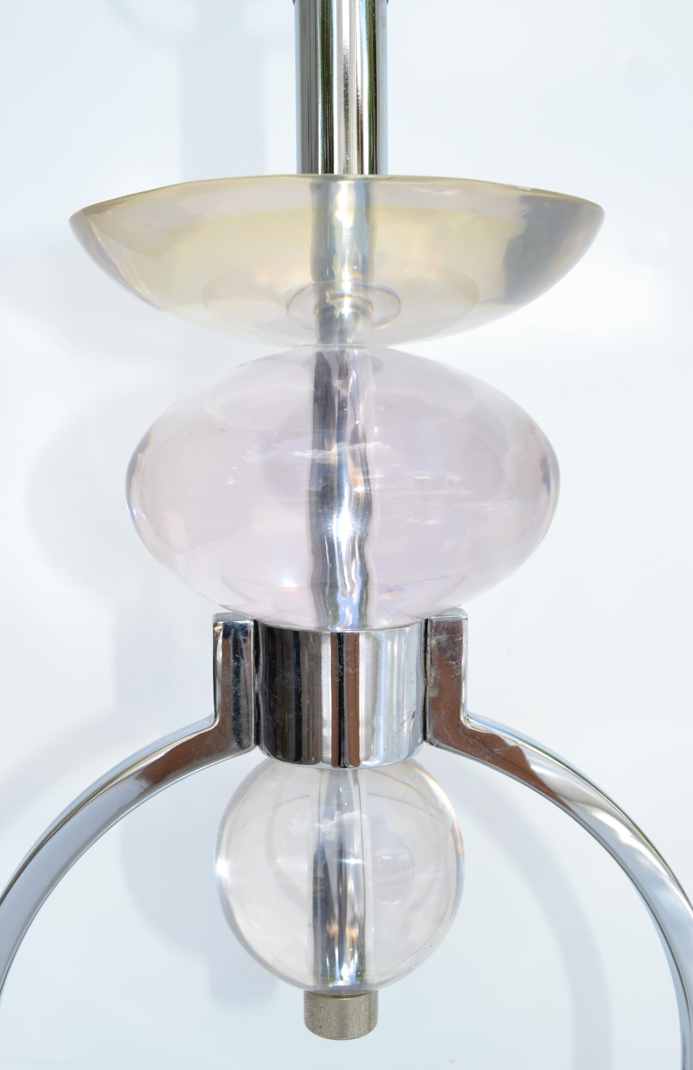 Paire de lampes de bureau et abat-jour géométriques Van Teal en lucite et chrome, style moderne du milieu du siècle dernier en vente 1