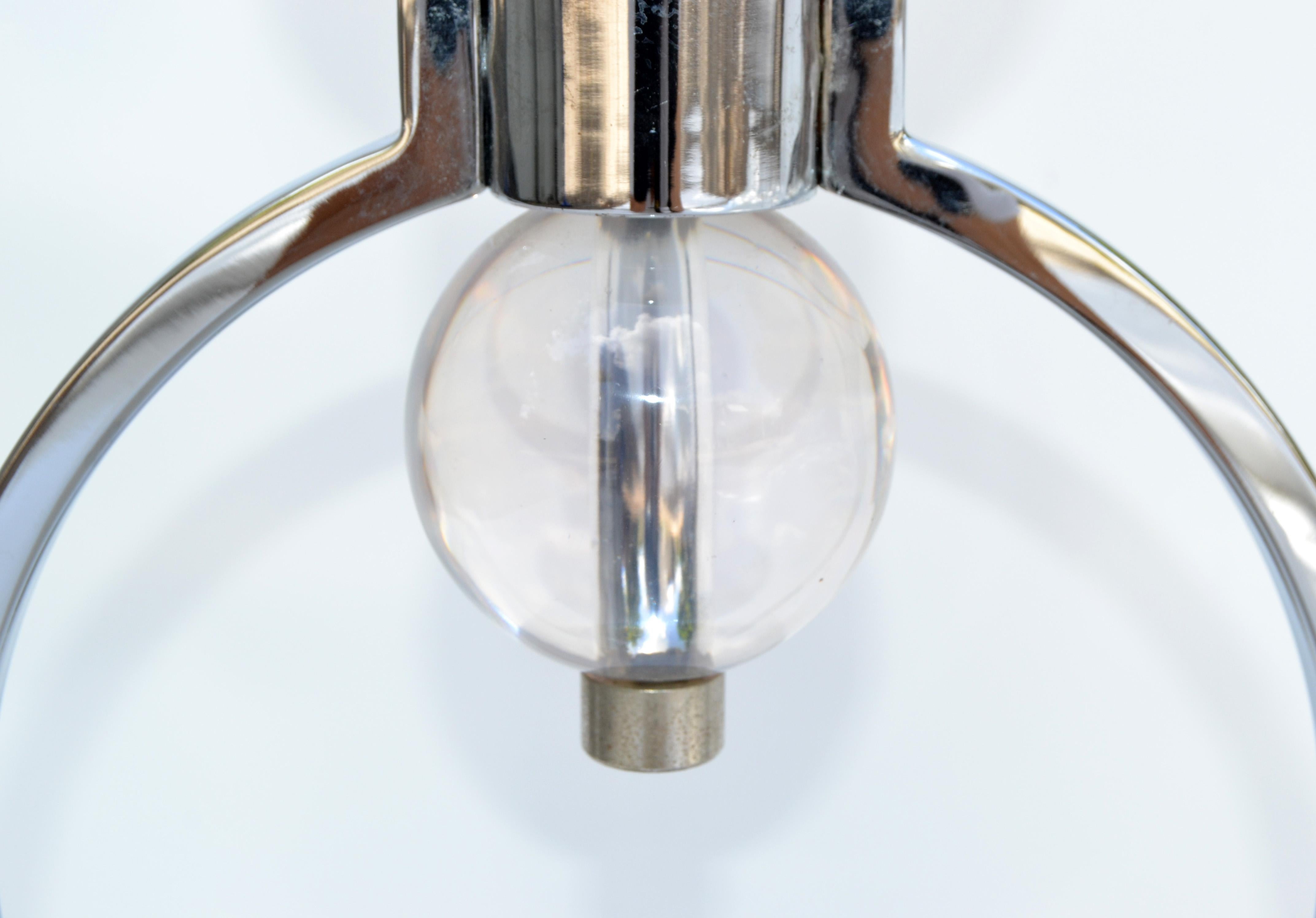Paire de lampes de bureau et abat-jour géométriques Van Teal en lucite et chrome, style moderne du milieu du siècle dernier en vente 2