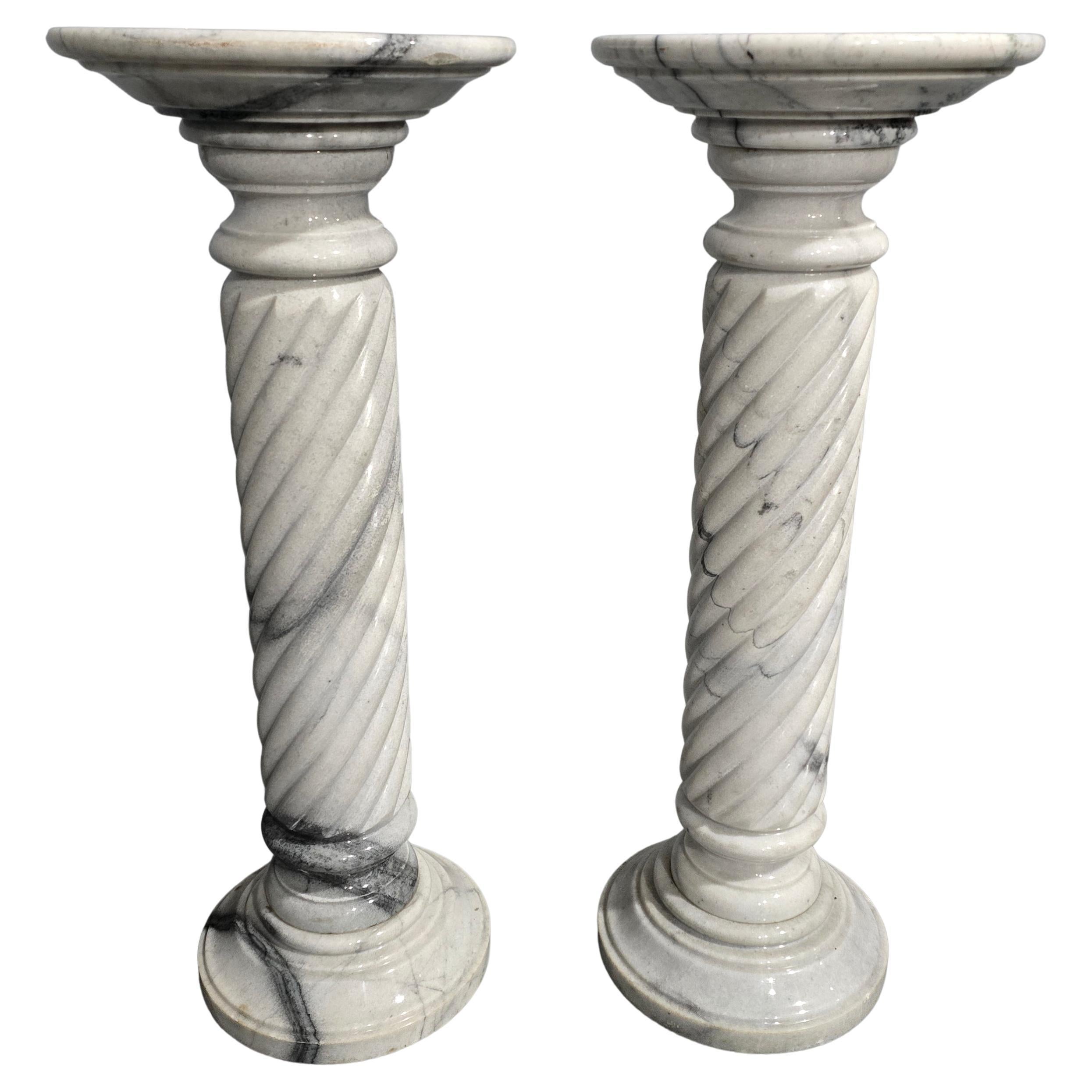 Pair Variegated Marble Columns For Sale