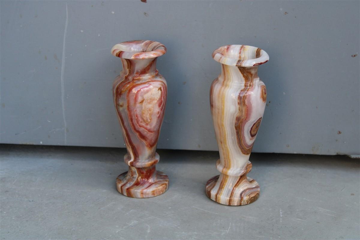 Paar Vasen aus weißem Onyxmarmor mit Zebradruck, selten, Angelo Mangiarotti Att., 1950er Jahre (Moderne der Mitte des Jahrhunderts) im Angebot