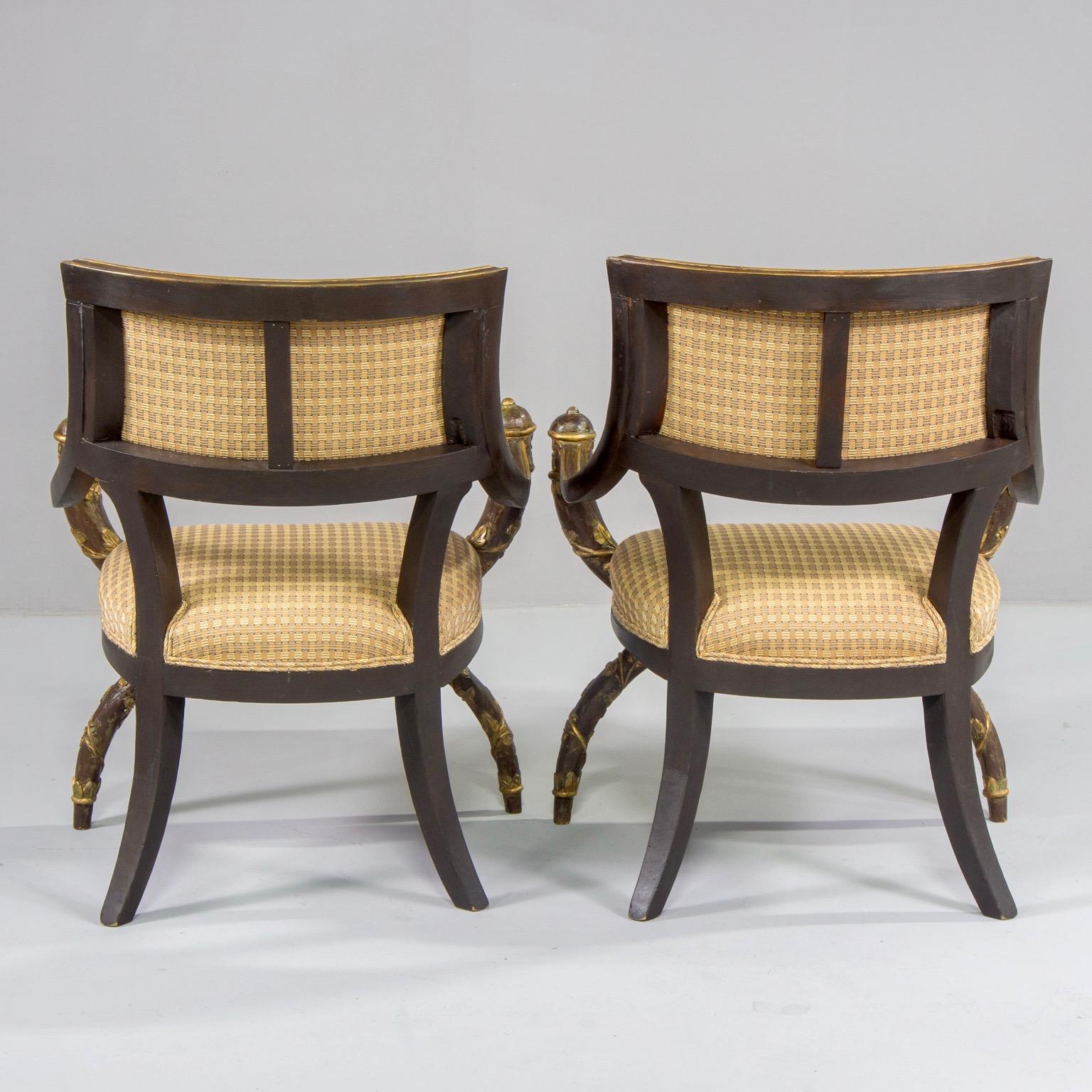 Hand-Carved Pair of Venetian 19th Century Hand Painted Savonarola Armchairs