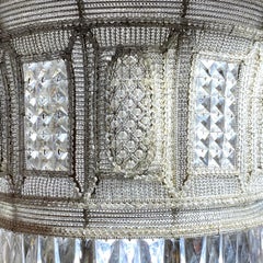 Pair Venetian Crystal Lighted Campana Floor Vases