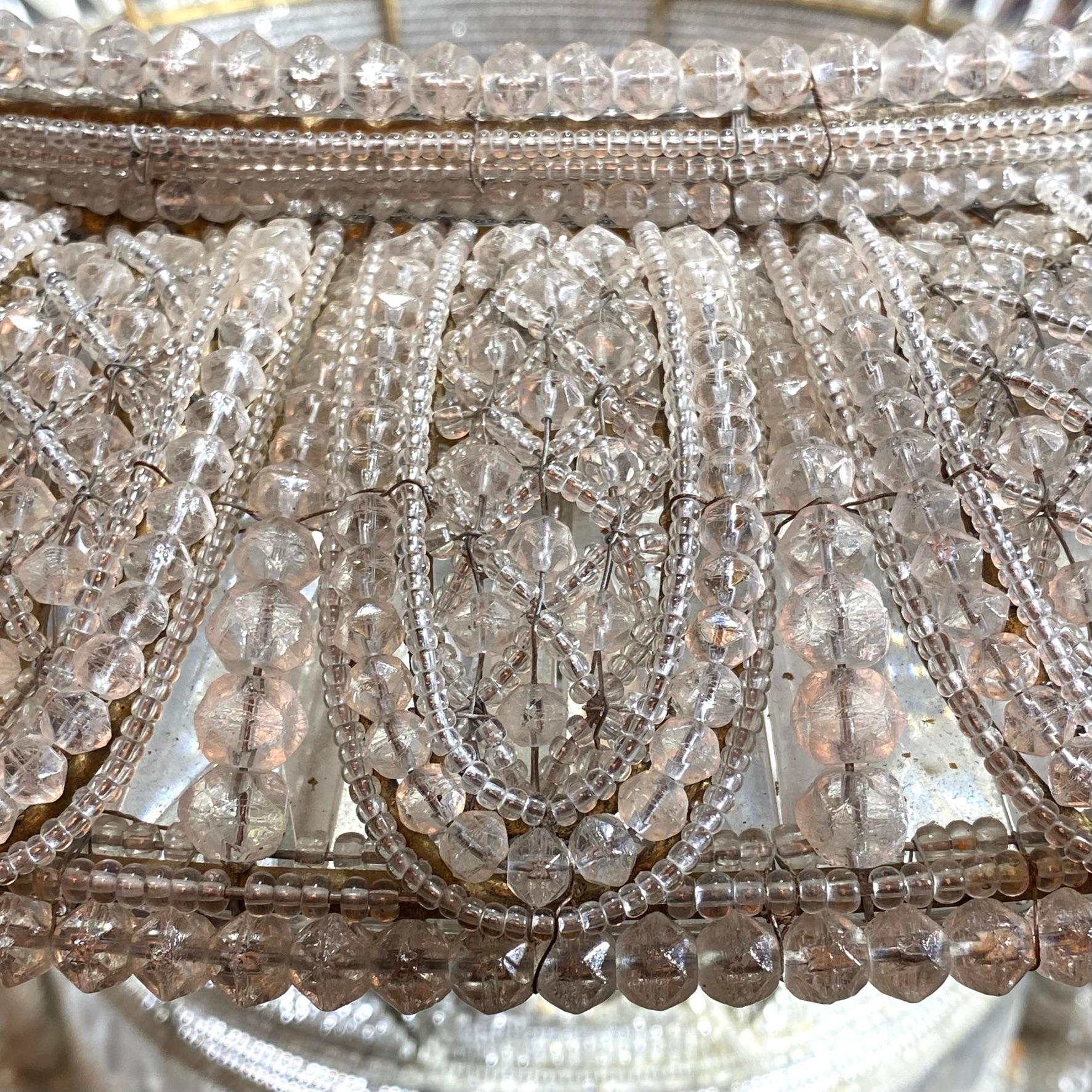 European Pair Venetian Crystal Lighted Campana Floor Vases