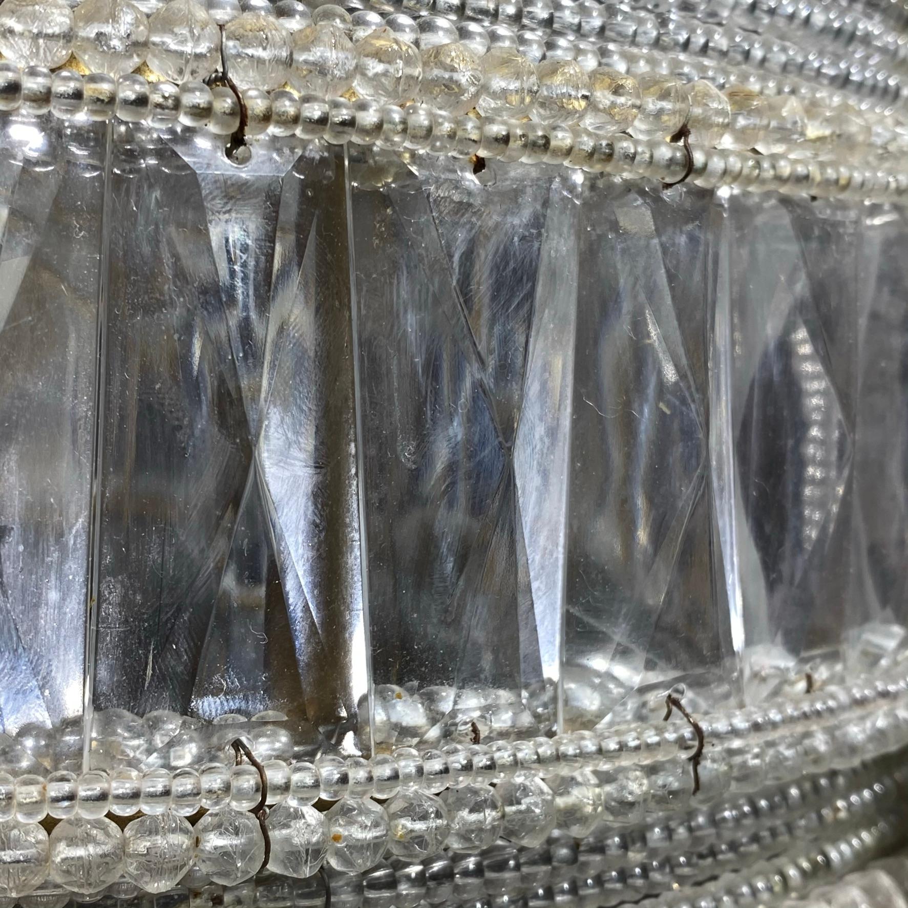 Pair Venetian Crystal Lighted Campana Floor Vases In Good Condition In New York, US