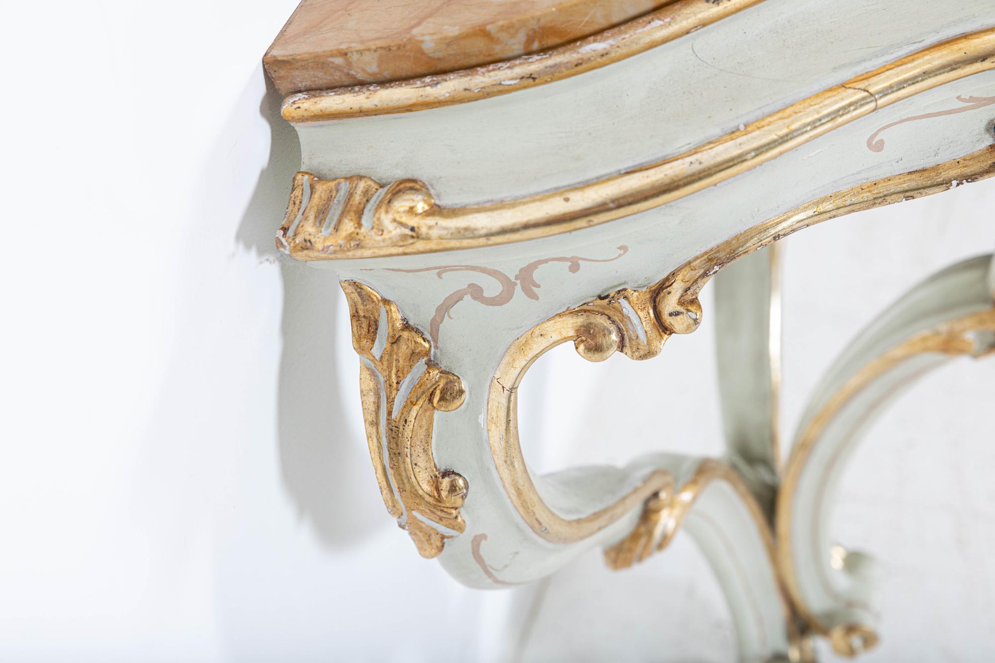 Pair Venetian Marble Wall Console Tables 1