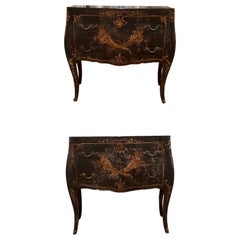 Pair, Venetian Paint Decorated Faux Marbleized 2 Drawer Chests