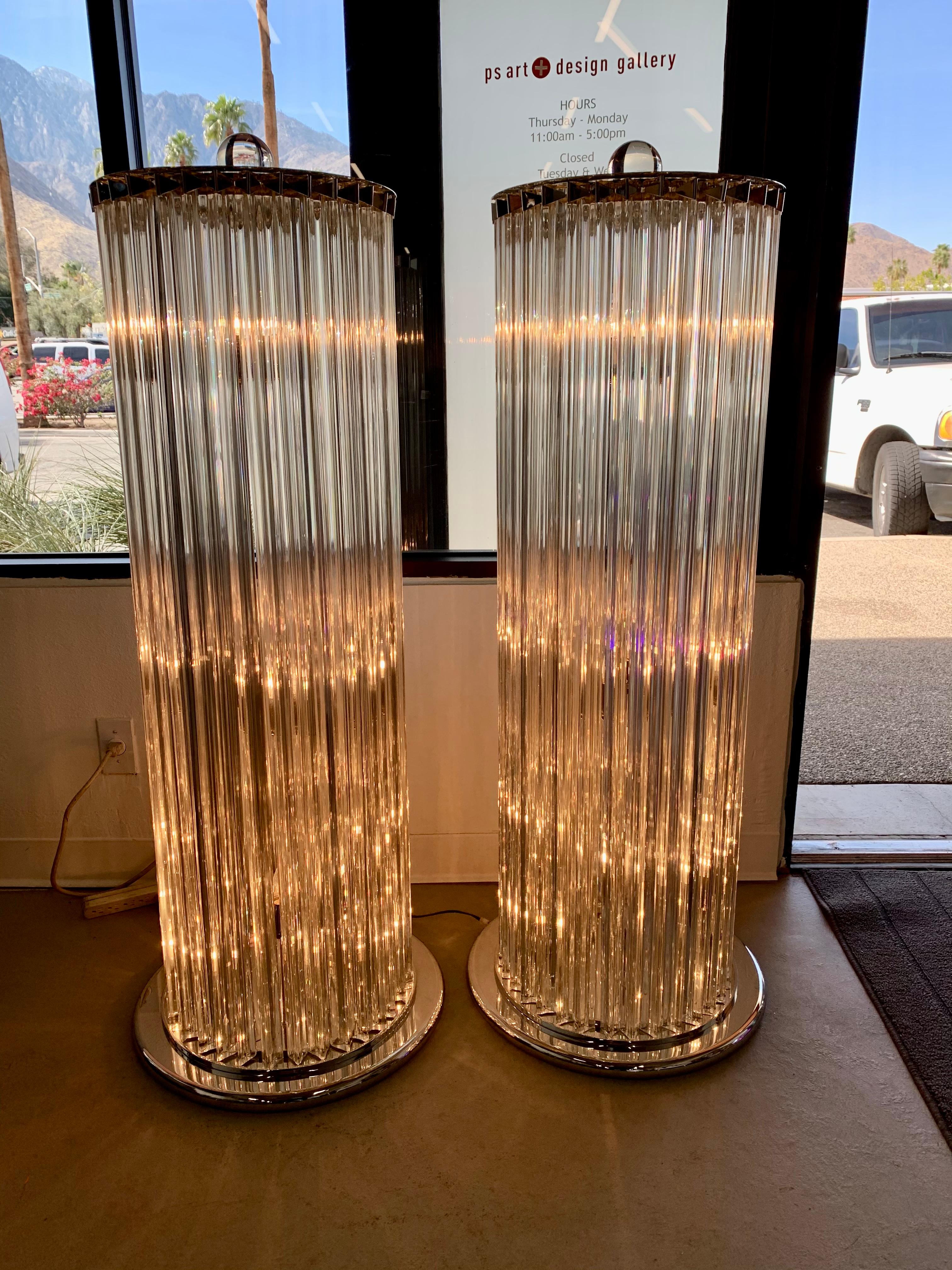 Italian Pair of Venini Triedri Floor Lamps For Sale