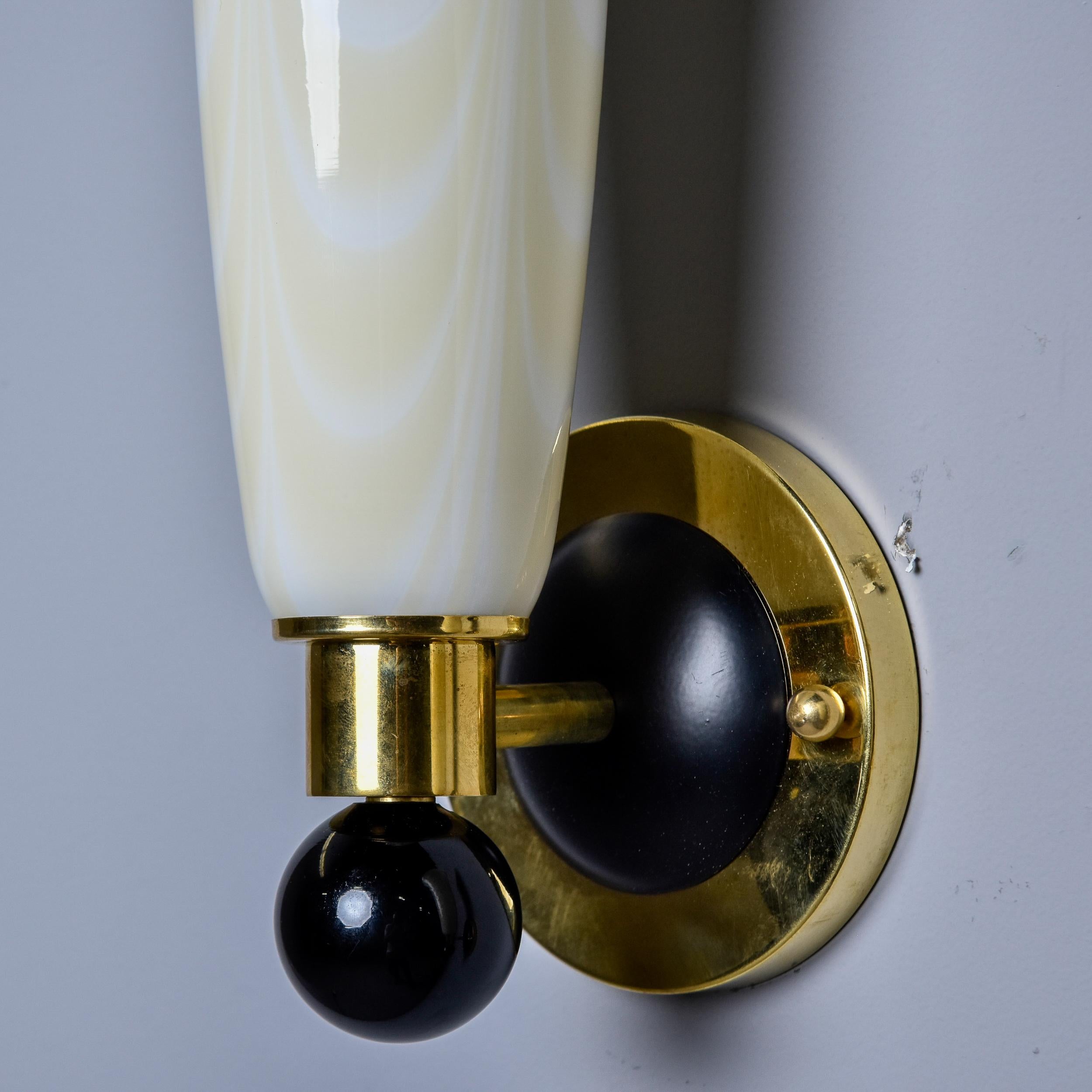 Ottone Coppia di Venini Vintage in vetro di Murano giallo pallido e bianco in vendita