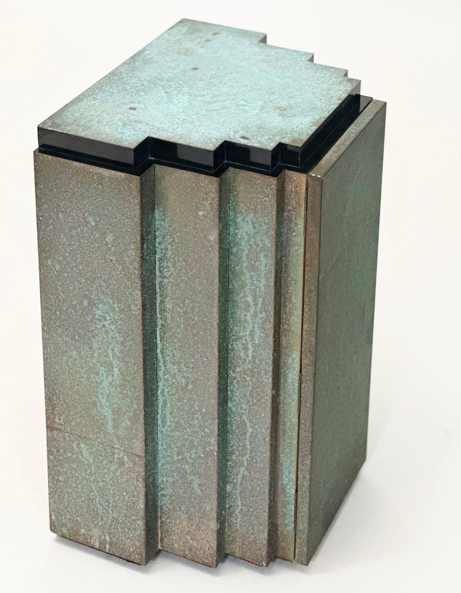 Pair Verdigris Copper Night Stands/End/Side Table, 1980 For Sale 3
