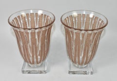 Pair Verlys Art Deco Glass Vases 8"