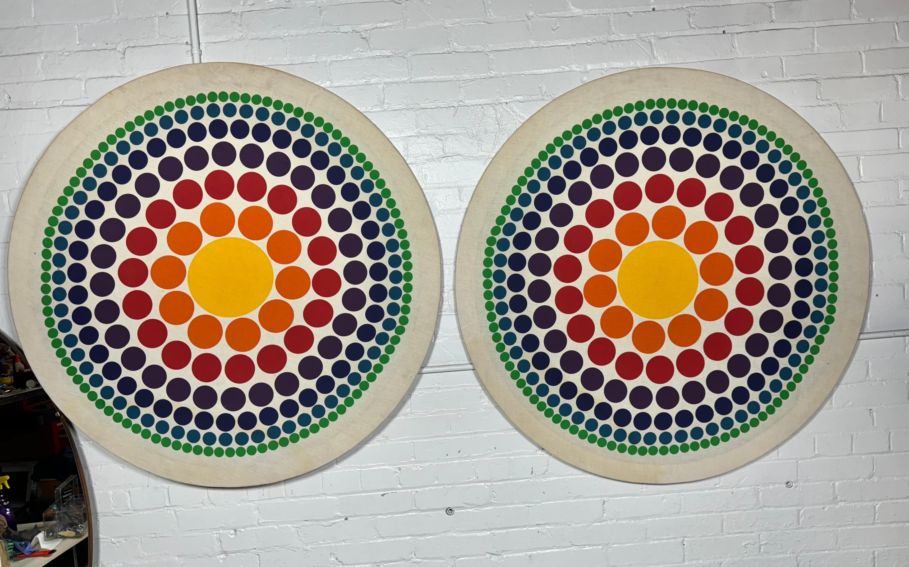 Paar Verner Panton „Circle“ Raumteilerdrucke auf Stoff / SPACE AGE POP ART im Angebot 2