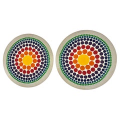 Pair Verner Panton "Circle" Screen Print on Fabric / SPACE AGE POP ART