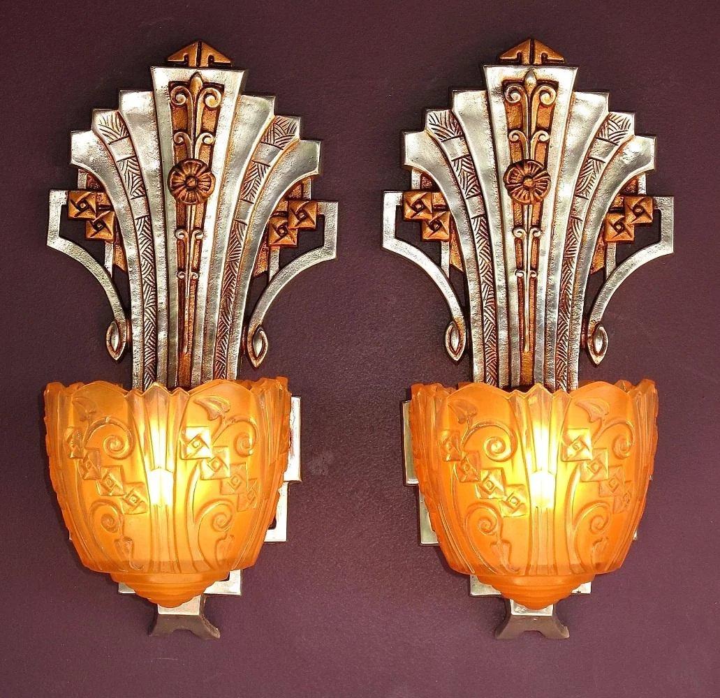 American Pair Very Art Deco Sconces circa 1930