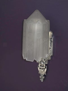 Pair Very High Style Vintage American Art Deco Wall Sconces with Original Glass