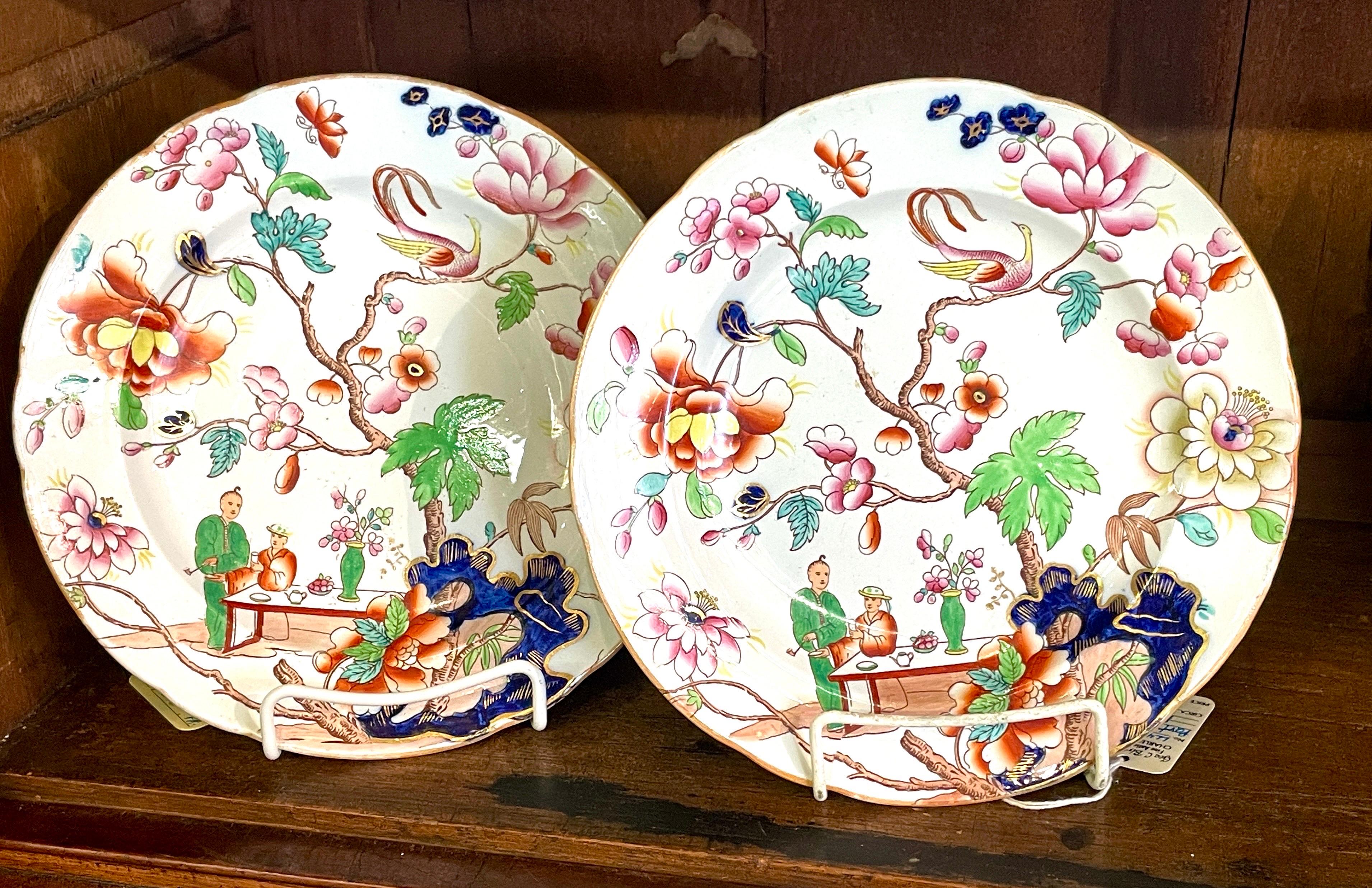 Inglese COPPIA Rarissima di piatti antichi inglesi Copeland (Spode) in terracotta 