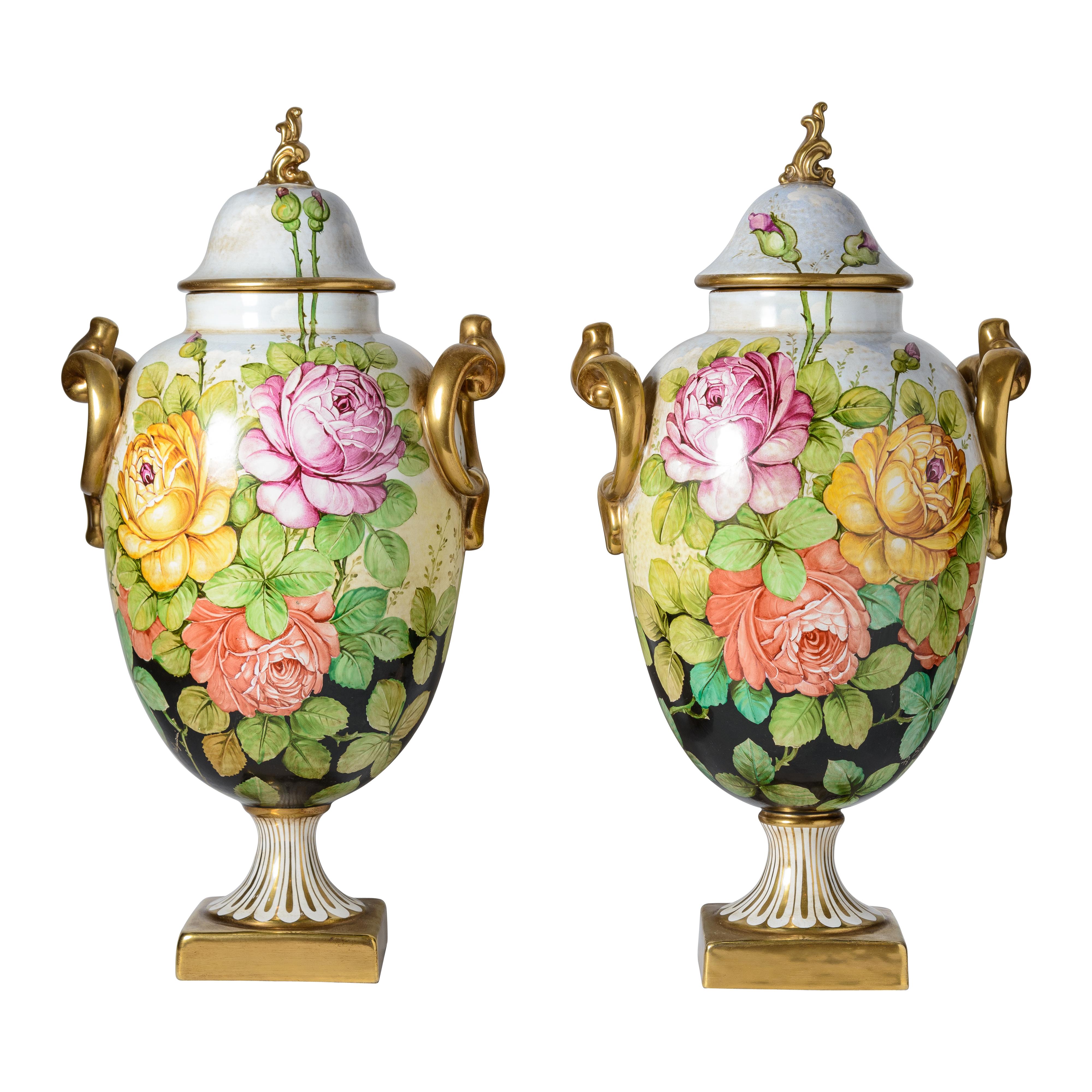 Ein Paar sehr hohe, handbemalte italienische Vintage-Keramik-Urnen, vom Künstler signiert  im Angebot 5