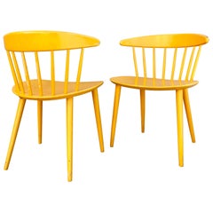 Pair Vibrant 1950s Ejvind Johansson Painted Yellow Danish Modern Painted Chairs Pair Vibrant 1950s Ejvind Johansson Painted Yellow Danish Modern Painted Chairs