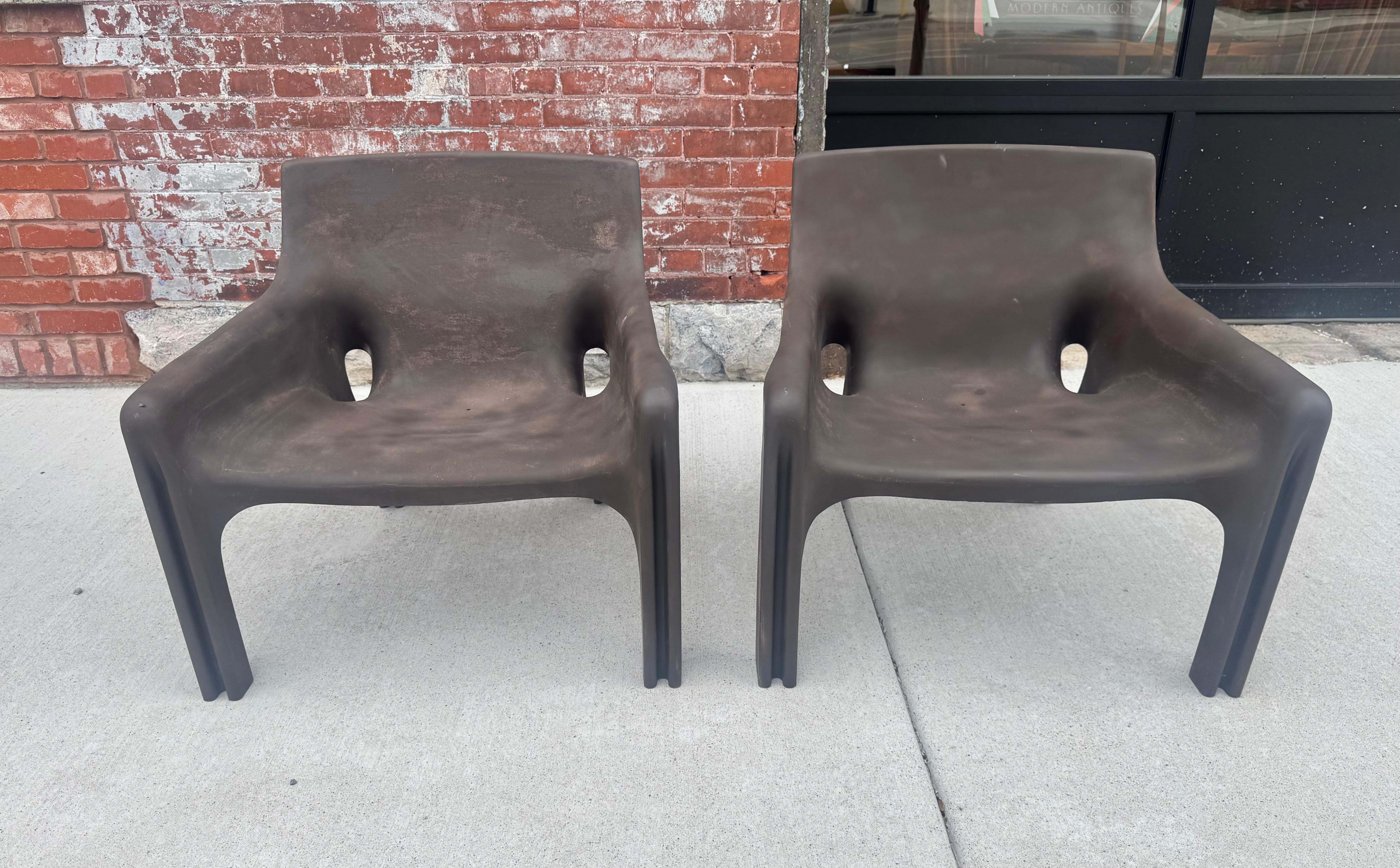 Plastic Pair Vico Magistretti 'Vicario' Lounge Chairs For Artemide , Indoor / Outdoor For Sale