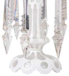 Pair Victoria Opaline Cut Glass Lusters, circa 1890