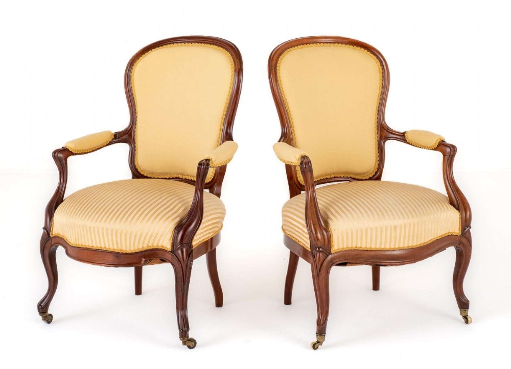 Paar viktorianische Sessel, Salon-Sessel, 1870 im Zustand „Gut“ im Angebot in Potters Bar, GB
