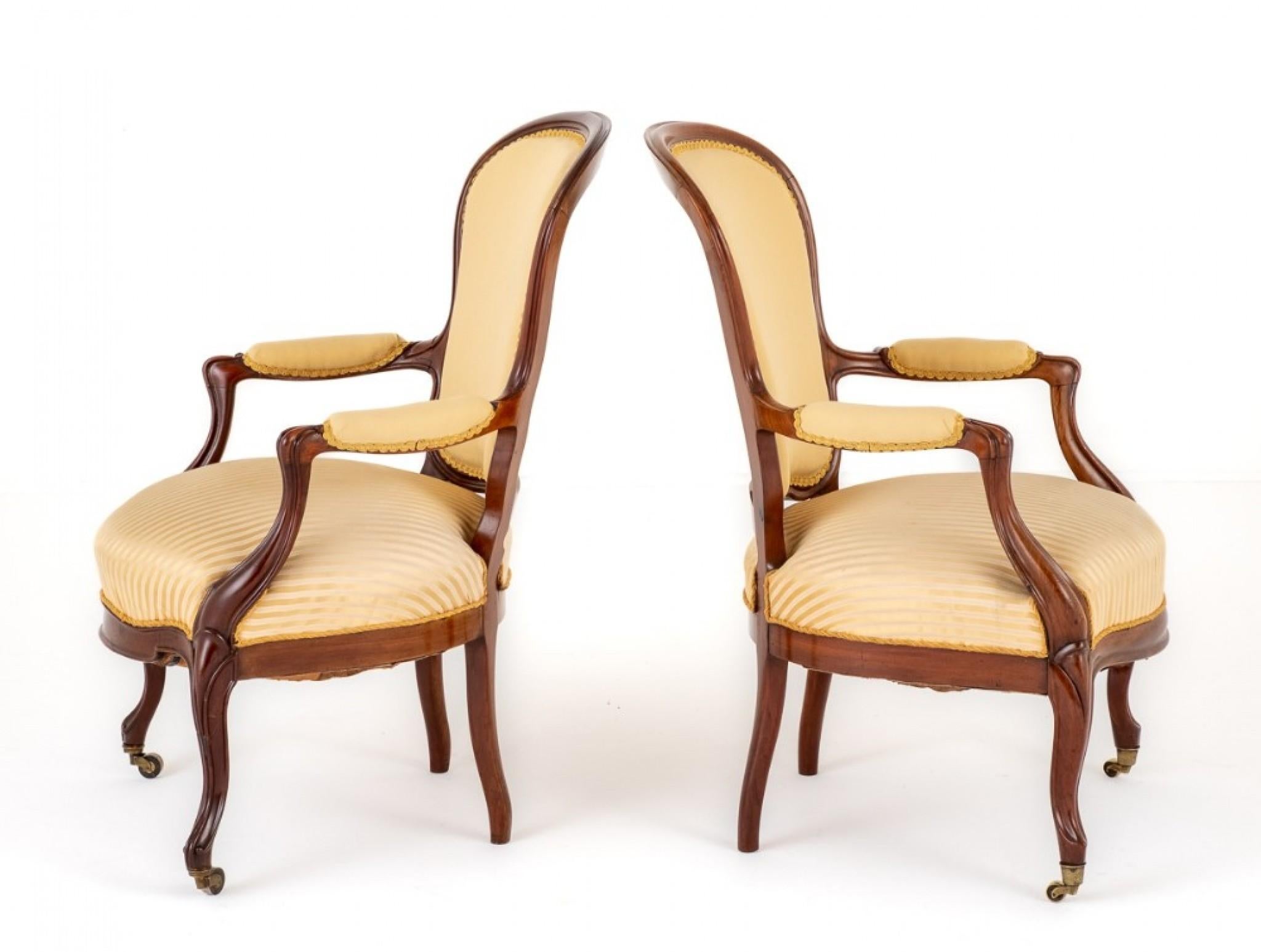 Pair Victorian Arm Chairs Salon Chair 1870 For Sale 1