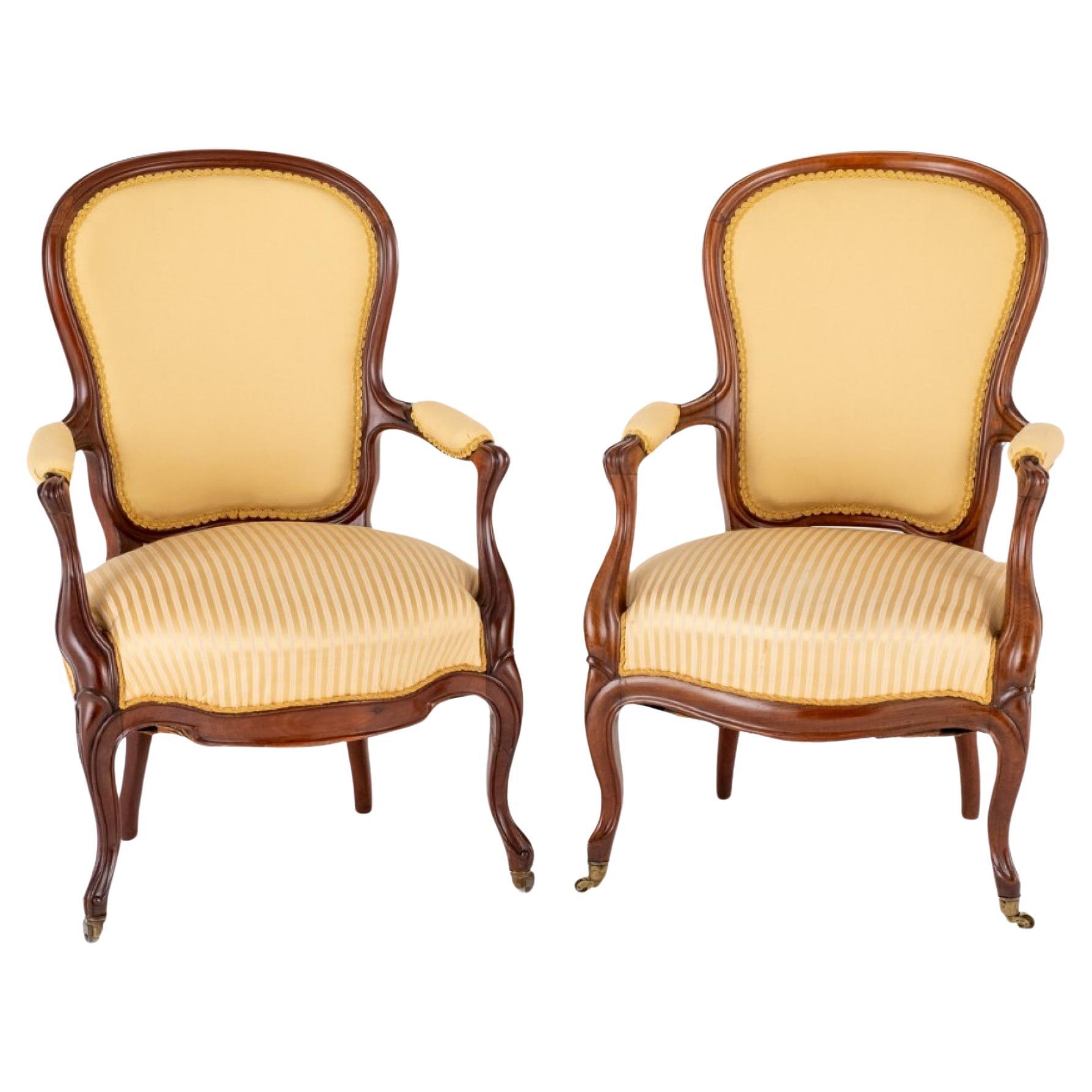 Pair Victorian Arm Chairs Salon Chair 1870 For Sale
