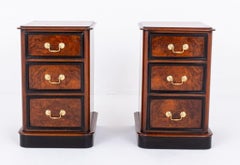 Pair Victorian Bedside Chests Antique Walnut Nightstands 1860