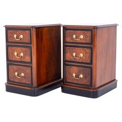 Pair Victorian Bedside Chests Antique Walnut Nightstands 1860