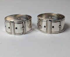 Paar viktorianische "Gürtel" Sterling Silber Serviettenringe - 1894