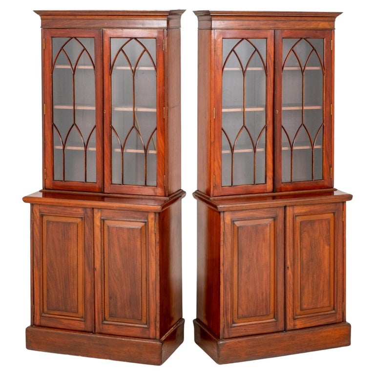 Pair Victorian Bookcases Mahogany Glazed, 1870 For Sale at 1stDibs
