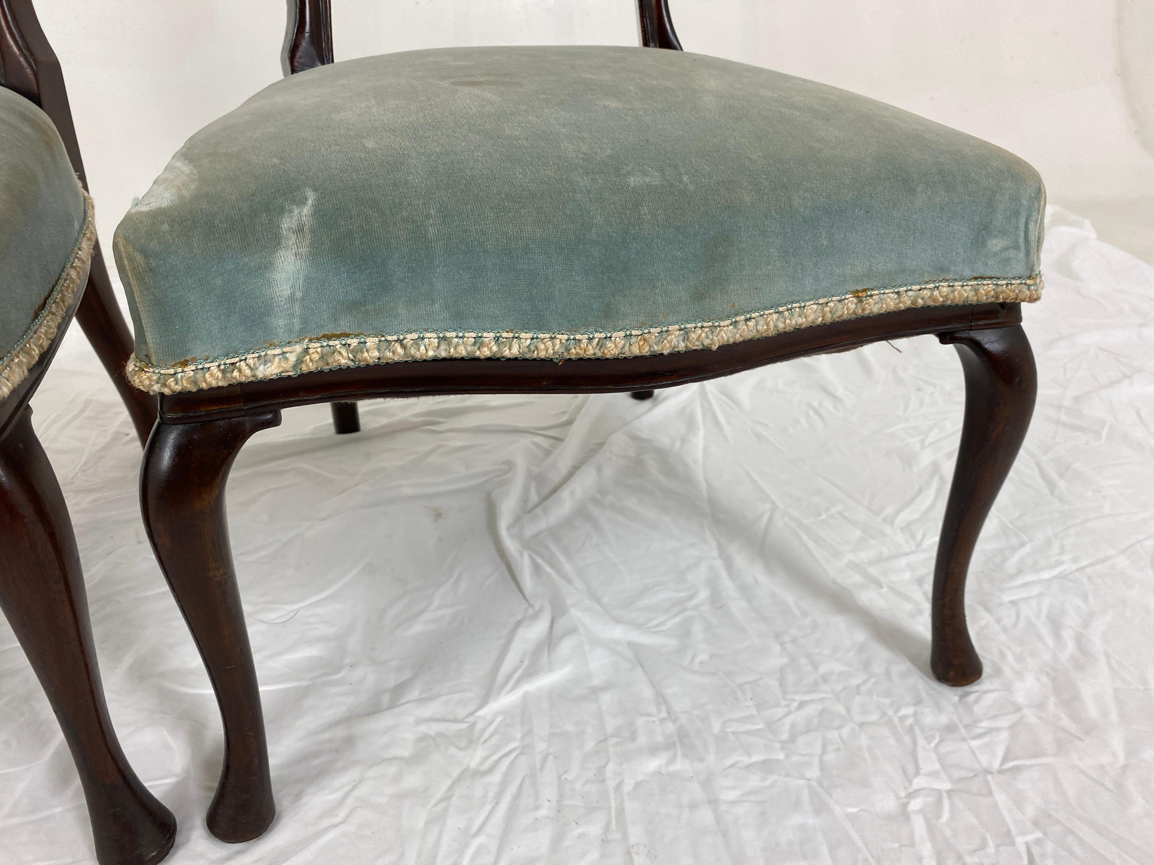 Scottish Pair Victorian Carved Walnut Nursing Chair Upholstered Seat, Scotland 1890, H766 For Sale