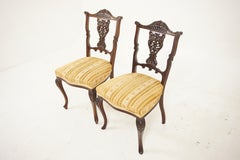 Pair Victorian Carved Walnut Side Chairs, Occasional Chairs, Scotland 1890, H503