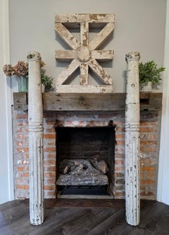 Pair Victorian Era Antique Architectural Salvage Column Pillar Chic Chippy Paint