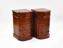 Pair Victorian Mahogany Bow Front Bedside Chests