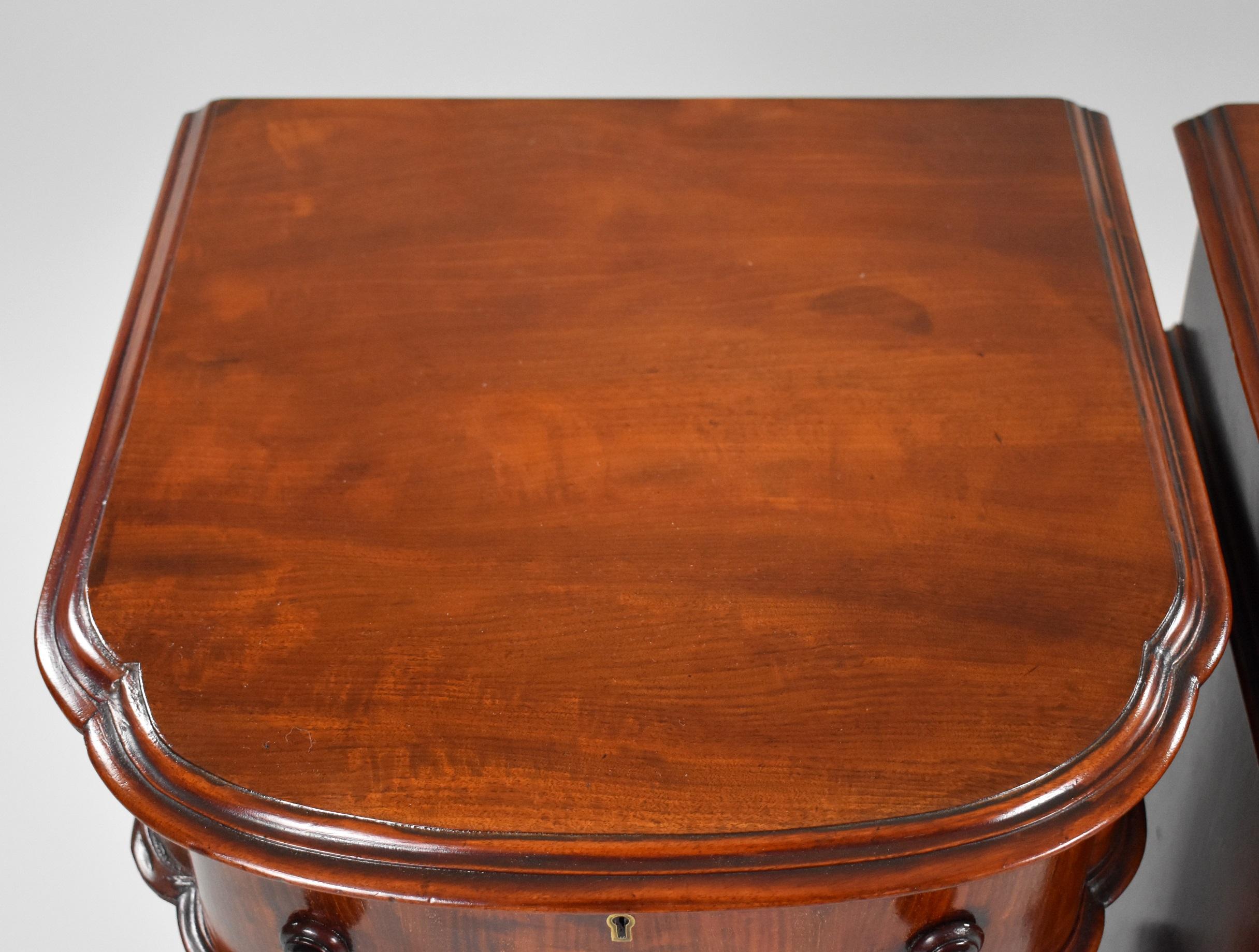 Pair Victorian Mahogany Bow Front Bedside Chests 2