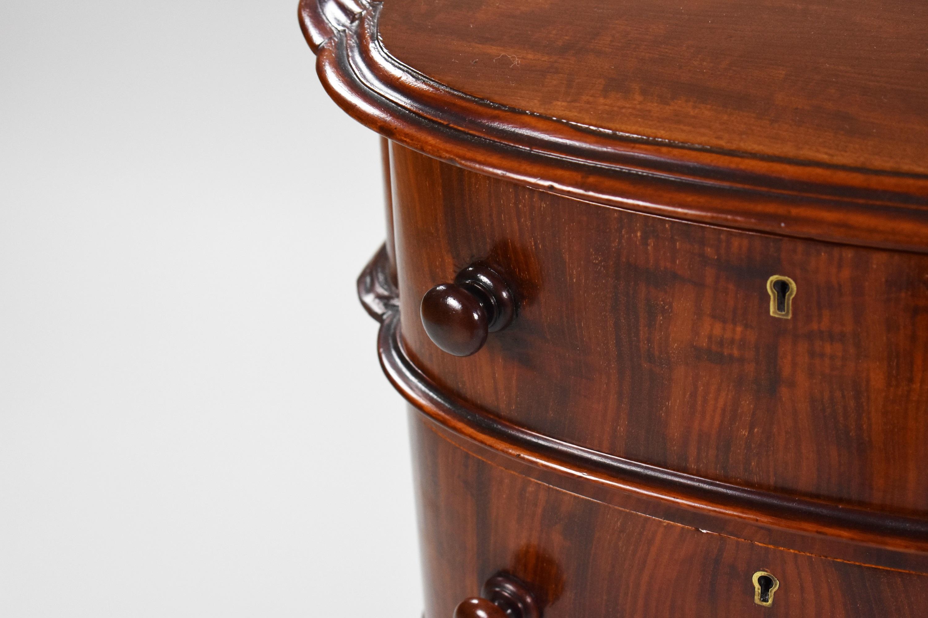 Pair Victorian Mahogany Bow Front Bedside Chests 3