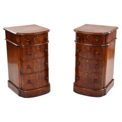 Pair Victorian Mahogany Bow Front Bedside Chests