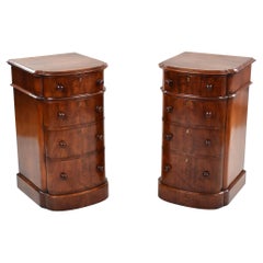 Pair Victorian Mahogany Bow Front Bedside Chests