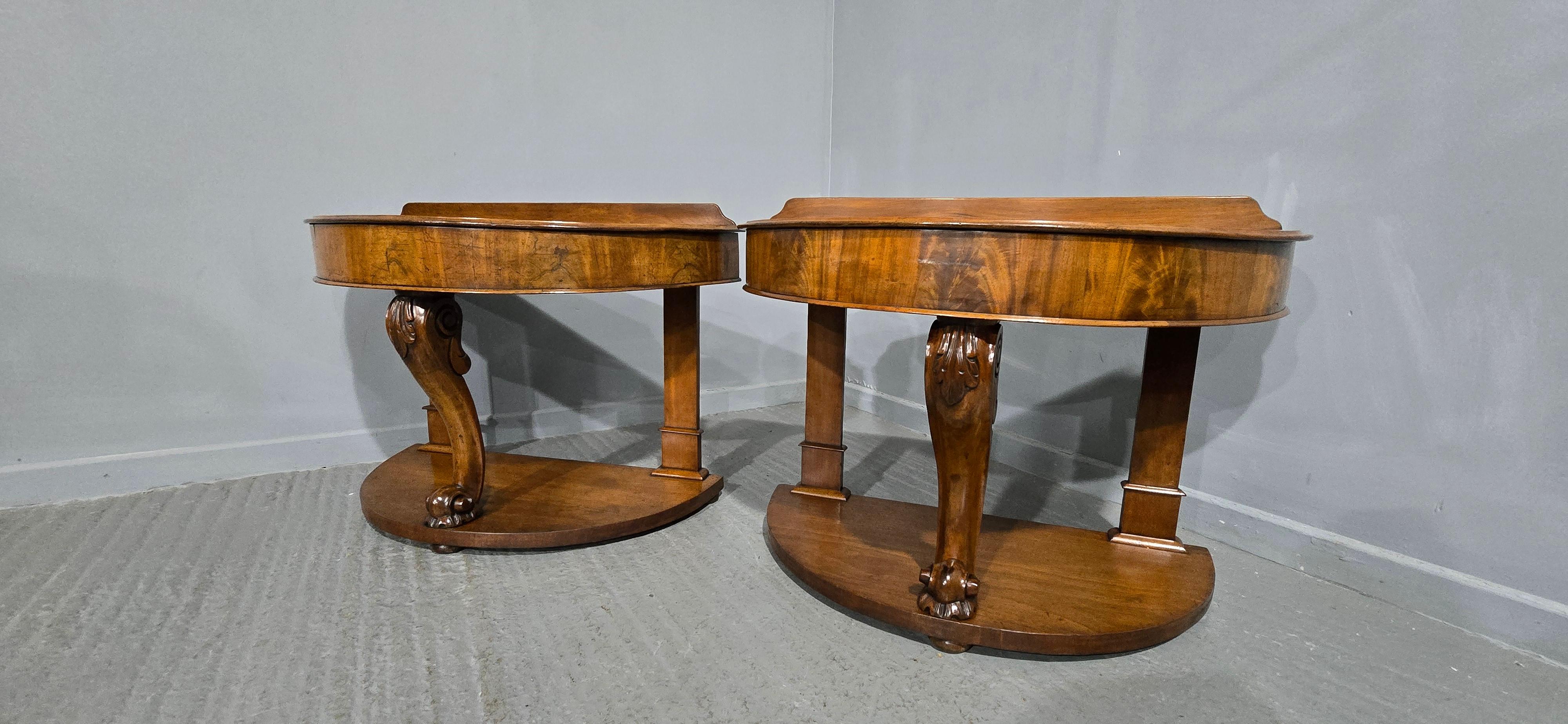 Pair Victorian Mahogany Console Tables en Bueno estado para la venta en Swadlincote, GB