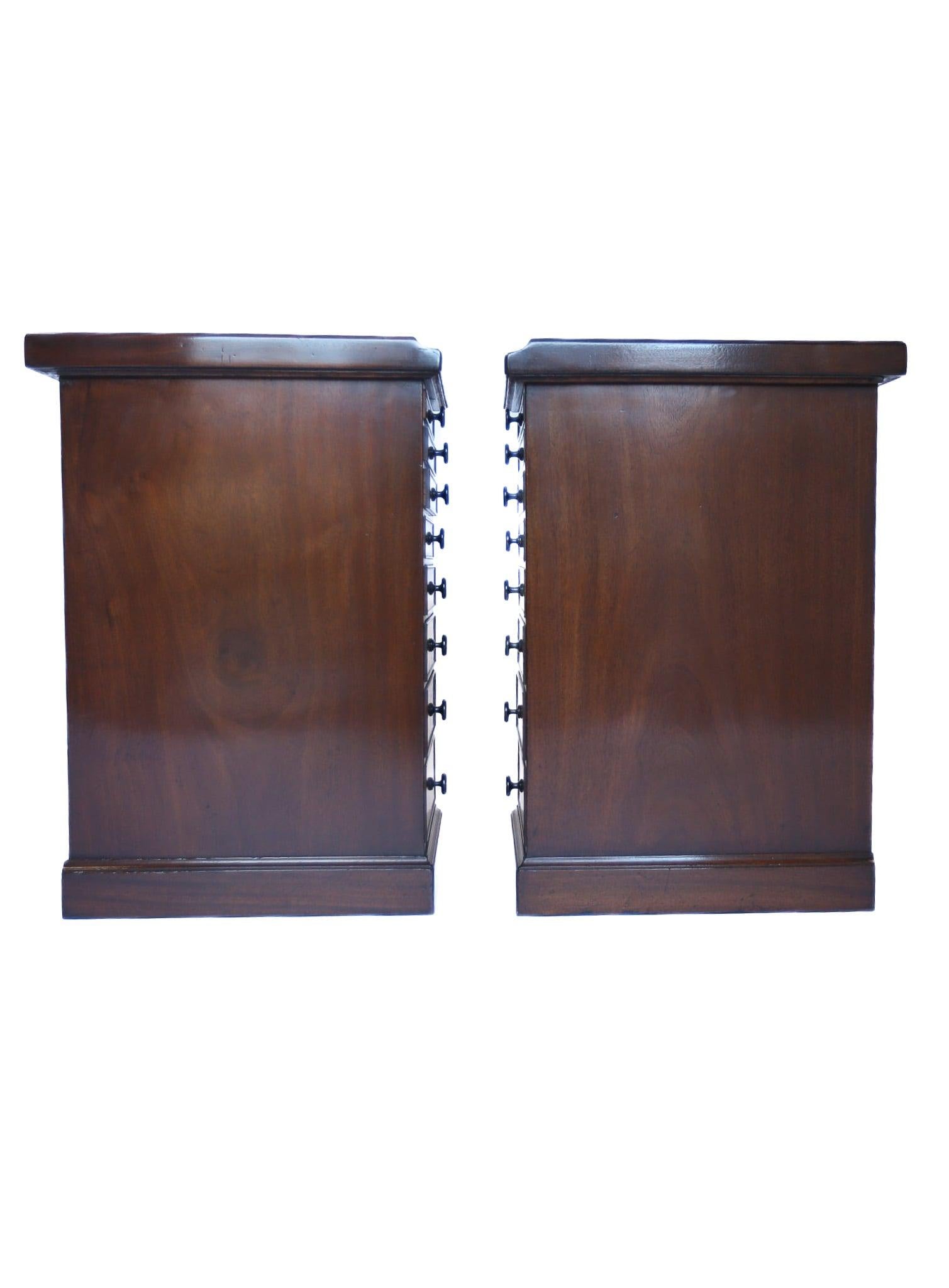 Polished Pair Victorian Mahogany Multi Drawer Chests For Sale