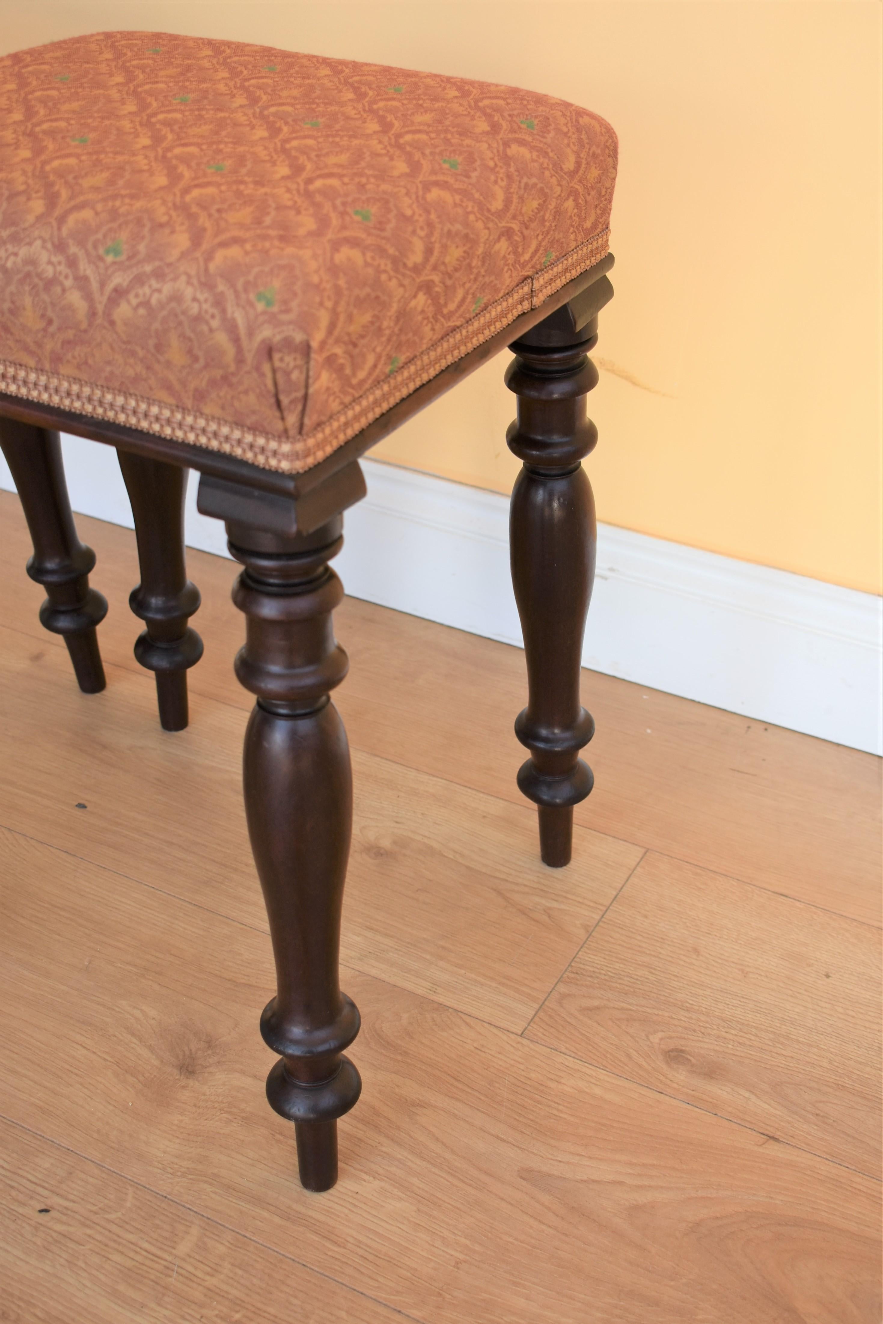 Pair of Victorian Mahogany Upholstered Stools 4