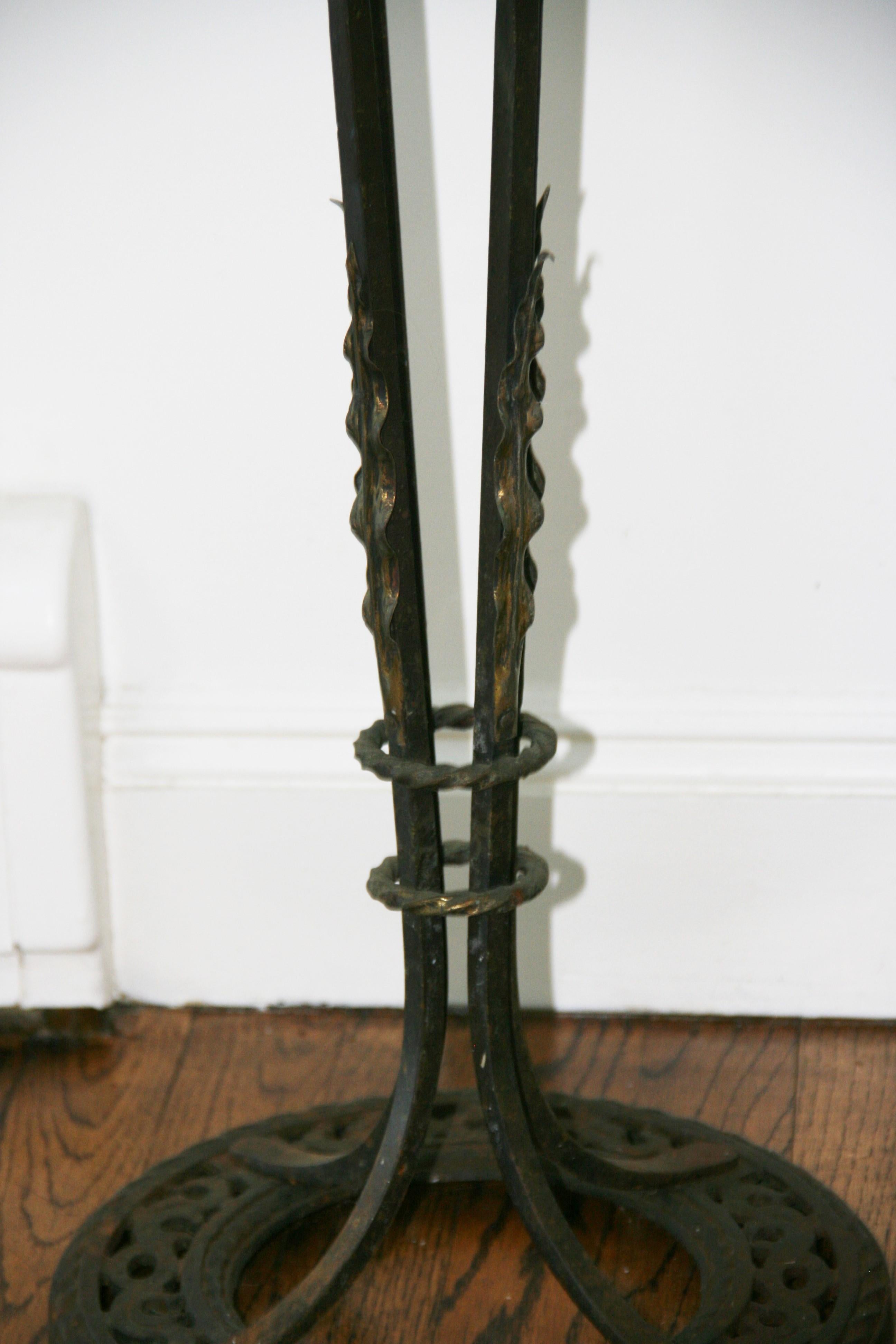 Pair Victorian Marble and Iron Plant StandsPedestals 1890 For Sale 4