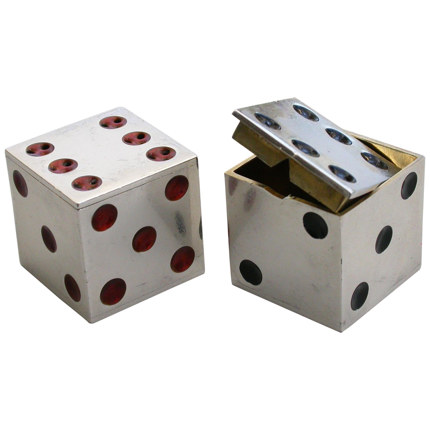 Pair of Victorian Novelty Scottish Silver and Enamel Dice Peppers Edinburgh 1907 For Sale