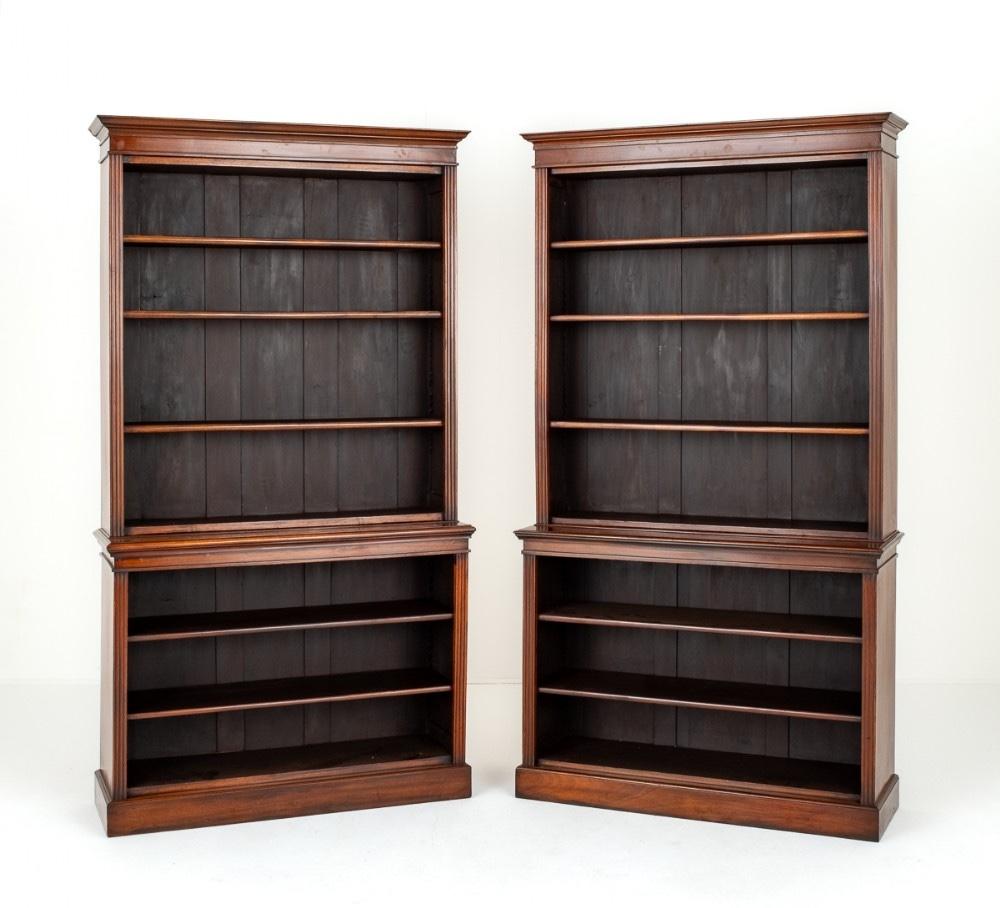 Pair Victorian Open Bookcases Mahogany Book Shelf 1870 In Good Condition In Potters Bar, GB