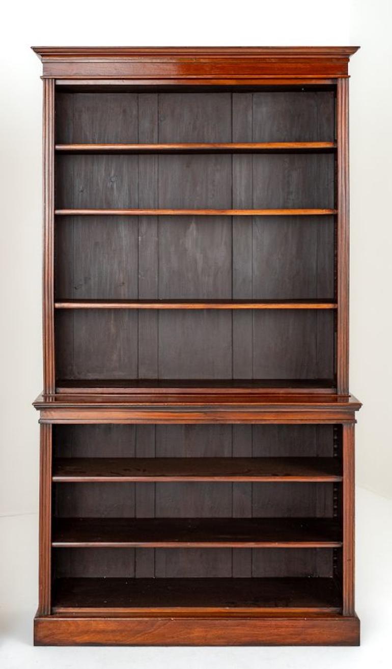 Pair Victorian Open Bookcases Mahogany Book Shelf 1870 2