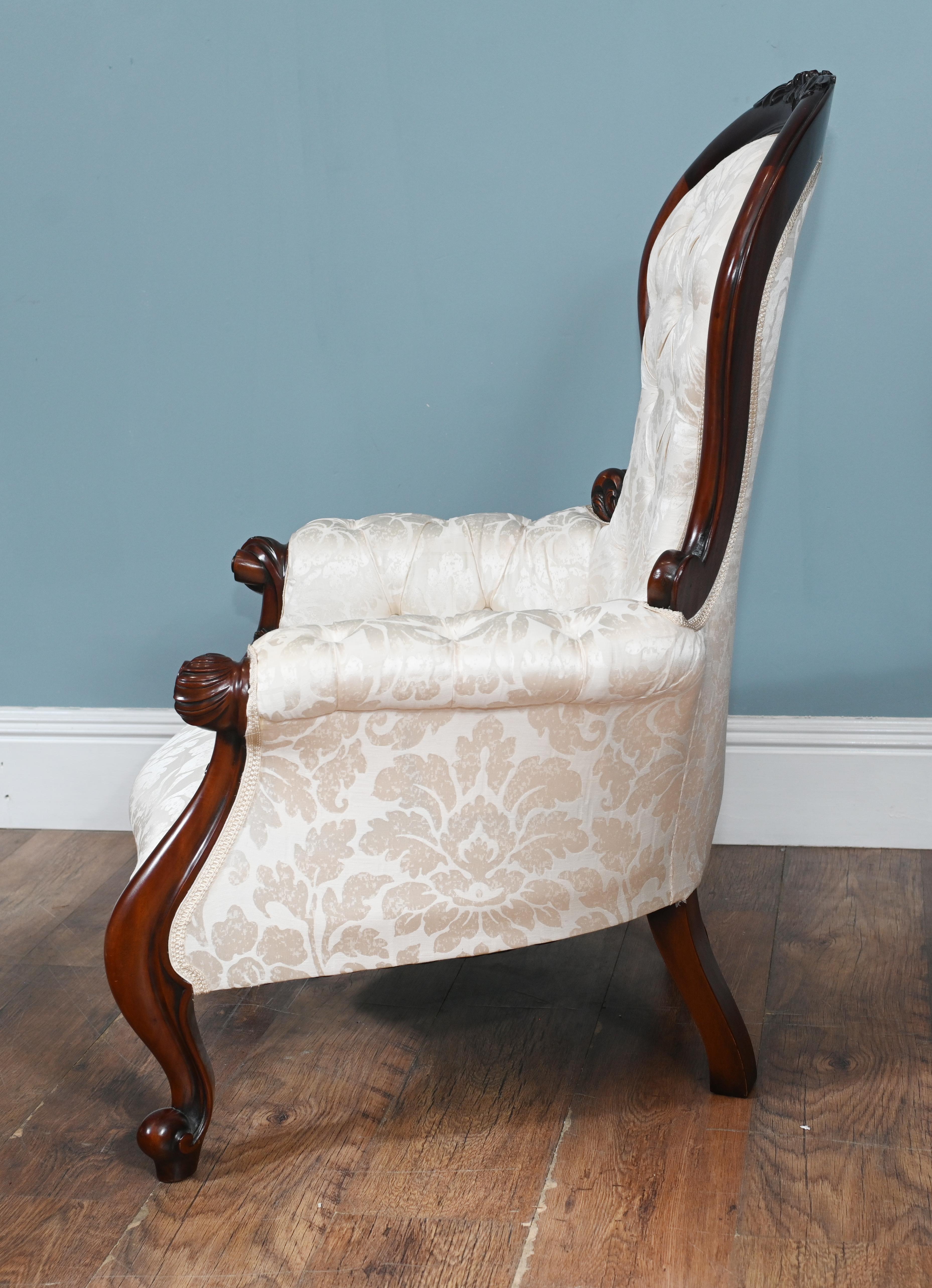 Pair Victorian Parlour Chairs Arm Revival For Sale 5