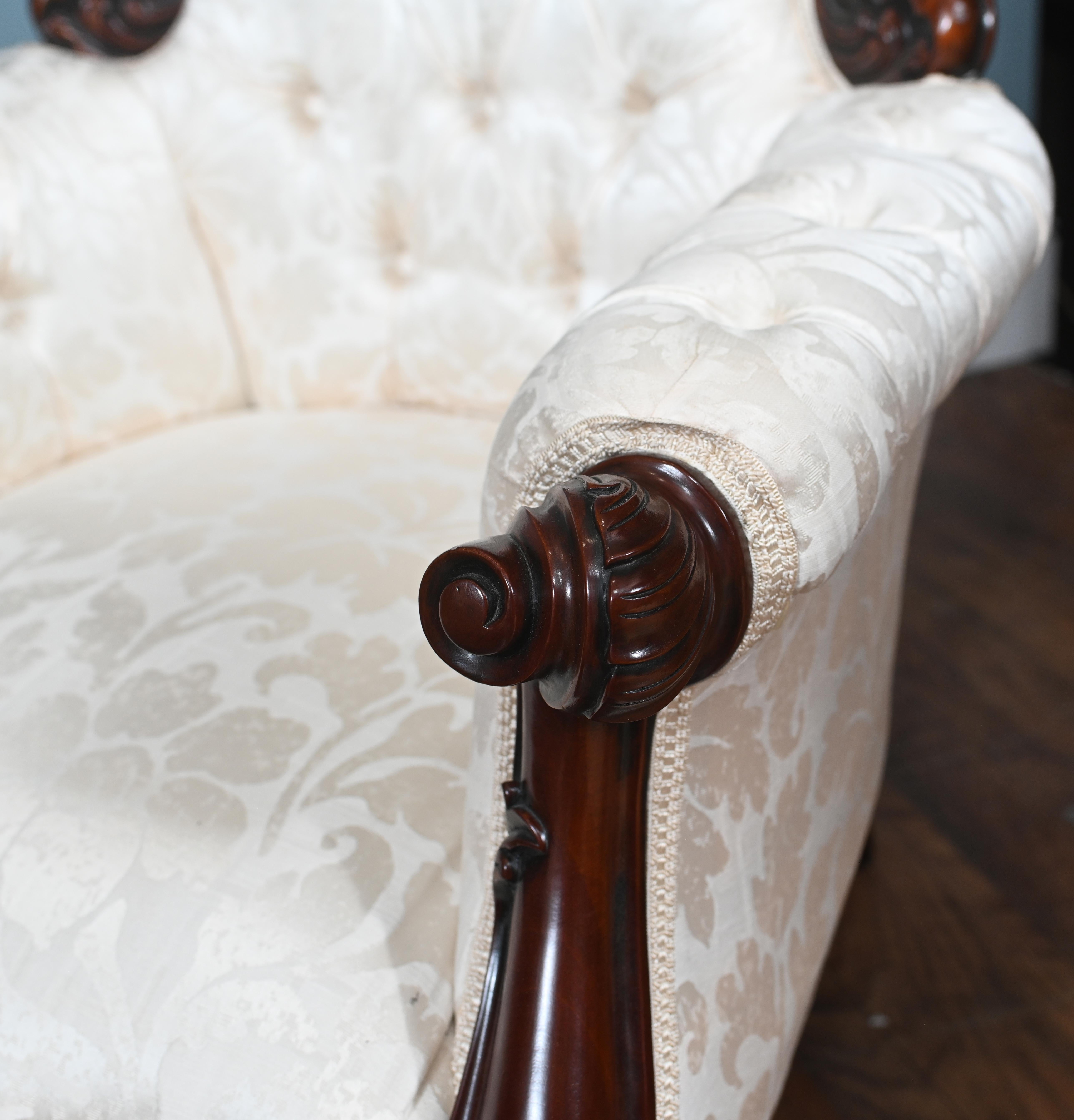 Pair Victorian Parlour Chairs Arm Revival For Sale 6