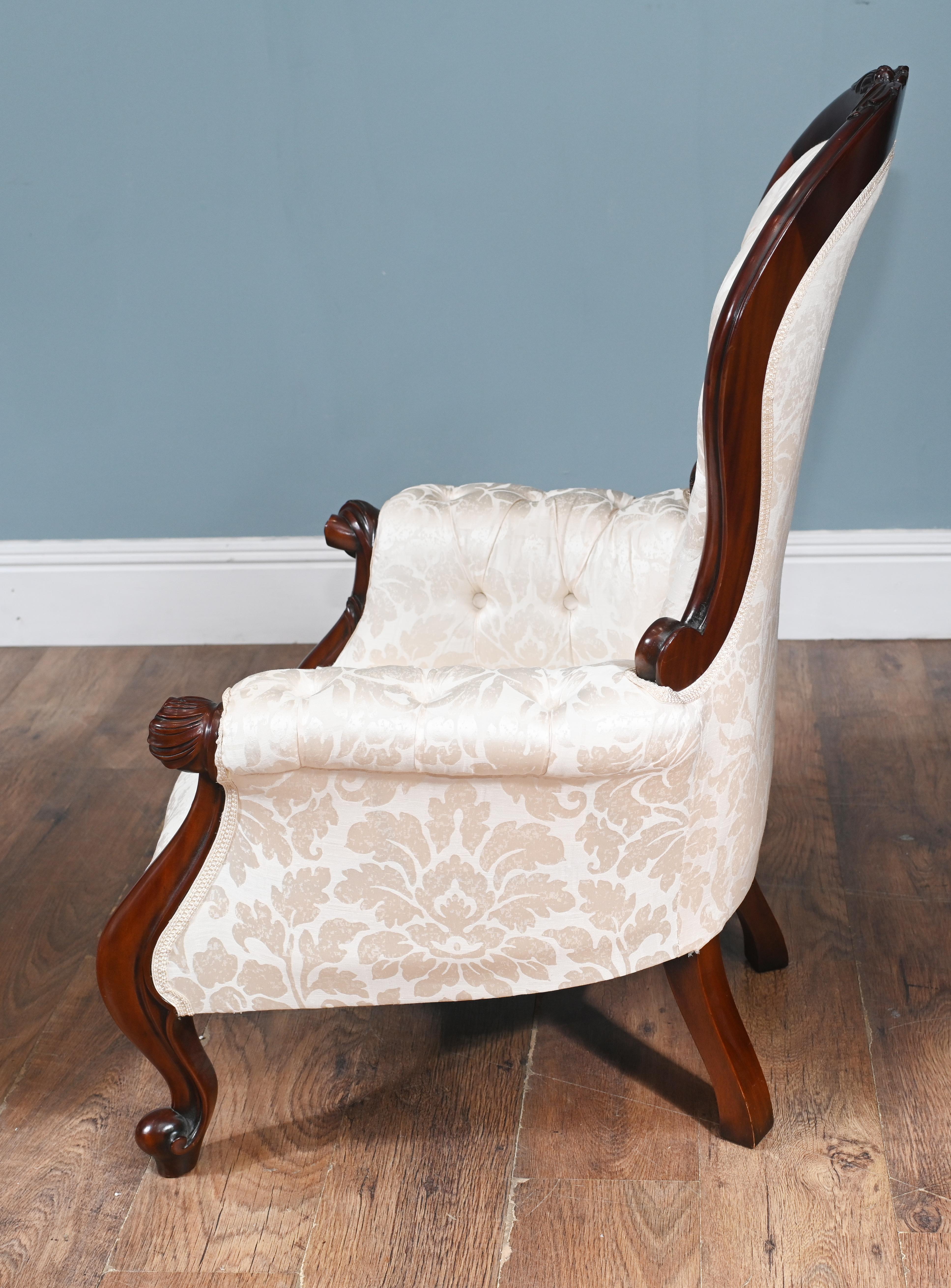 Pair Victorian Parlour Chairs Arm Revival For Sale 1