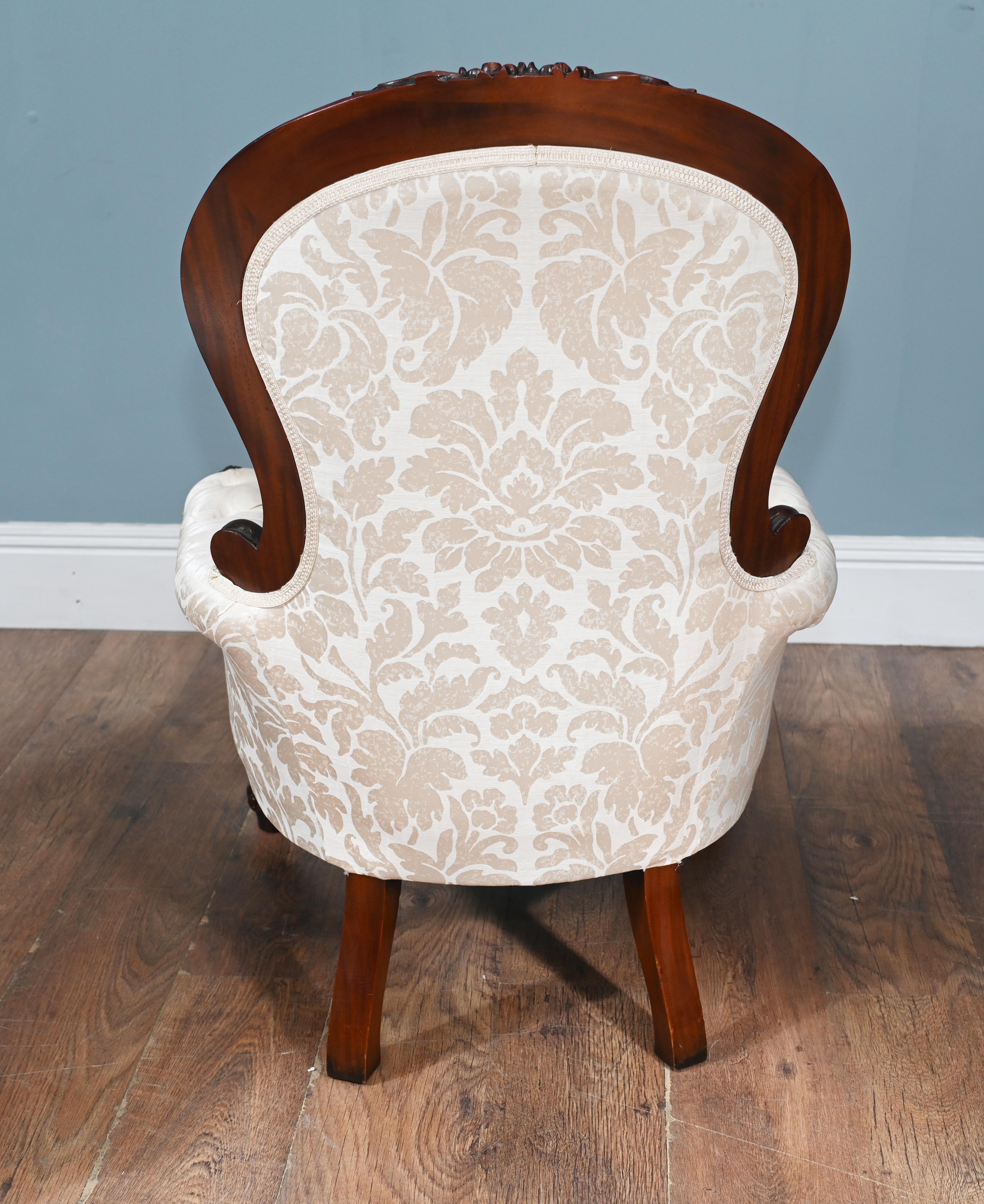 Pair Victorian Parlour Chairs Arm Revival For Sale 3
