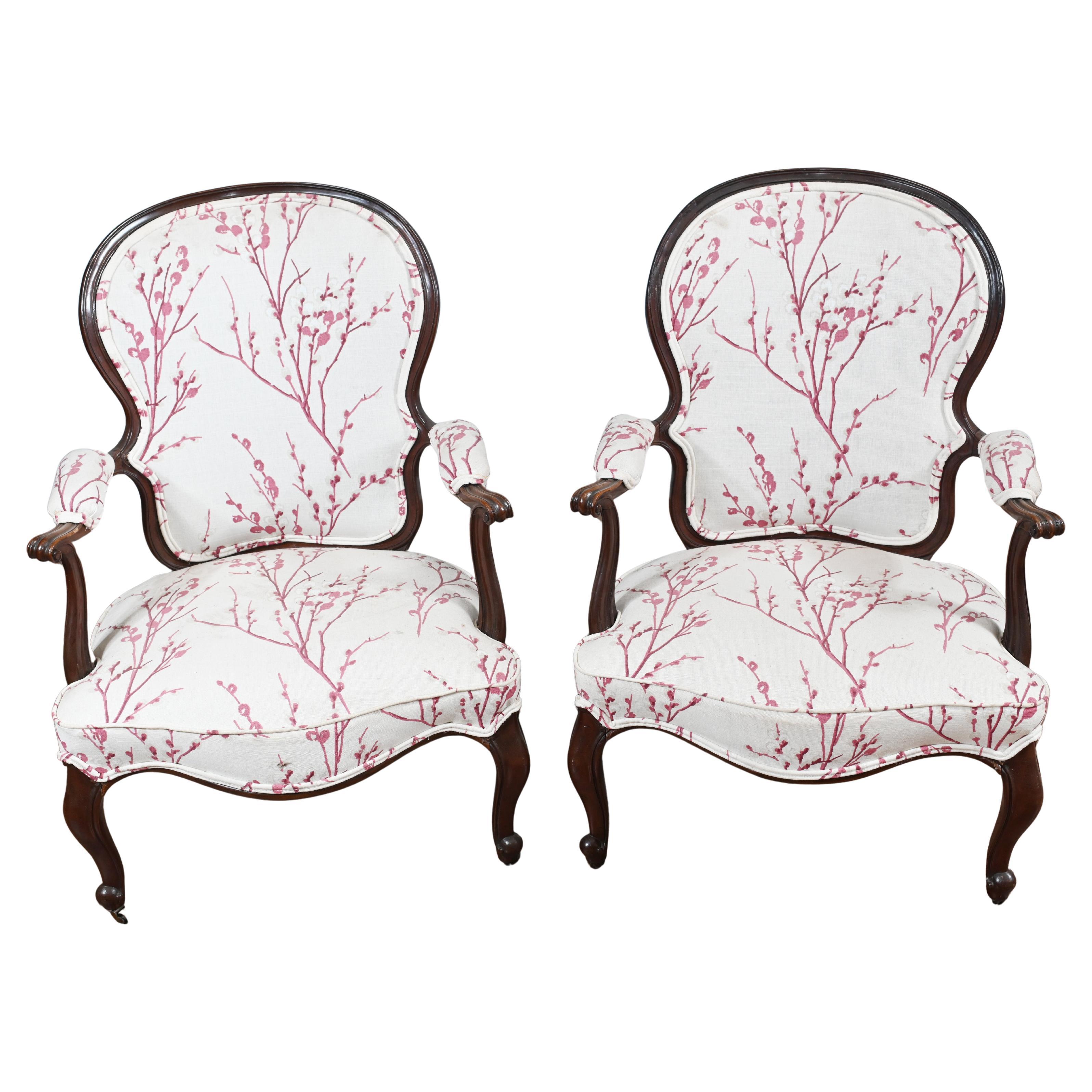 Paire de chaises de salon victoriennes Sièges de salon en vente